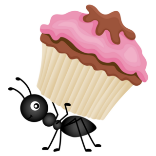 Ant Carrying Cupcake Sticker