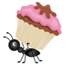 Ant Carrying Cupcake Sticker