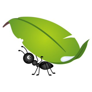 Ant Carrying Cute Leaf Sticker