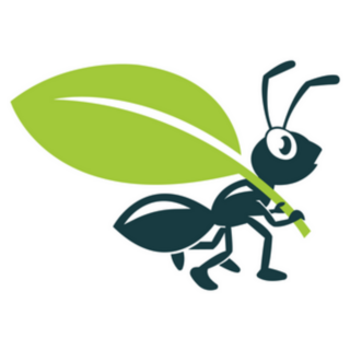 Ant Carrying Green Leaf Cartoon Sticker