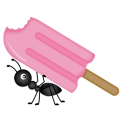 Ant Carrying Ice Cream Stick Sticker