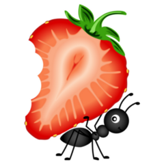 Ant Carrying Strawberry Sliced Sticker