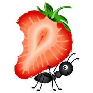 Ant Carrying Strawberry Sliced Sticker