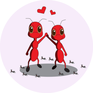  Ant Couple In Love Heart Sticker