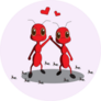  Ant Couple In Love Heart Sticker