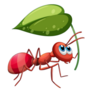 Ant Holding Green Leaf Cartoon Sticker