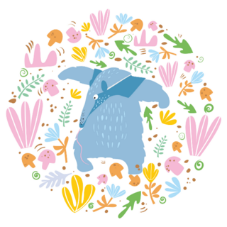 Anteater In Floral Meadow Sticker