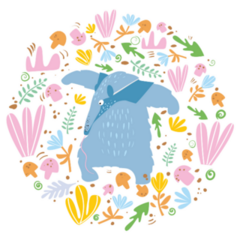 Anteater In Floral Meadow Sticker
