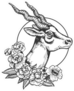 Antelope Head Animal Floral Illustration Sticker