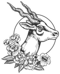 Antelope Head Animal Floral Illustration Sticker