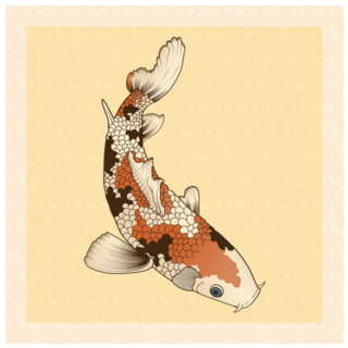 Antique Style Japanese Koi Fish Illustration Sticker