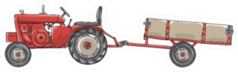 Antique Tractor  With Tipping Trailer Red Illustration Sticker