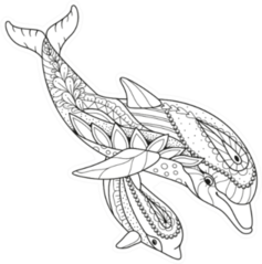 Antistress Coloring Book Dolphin Sticker