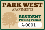 Apartment Rectangle Parking Permit Sticker