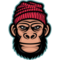 Ape Head In A Knitted Cap Sticker
