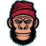 Ape Head In A Knitted Cap Sticker