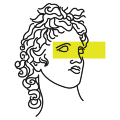 Apollo Head Greek Line Drawing Illustration Green Sticker