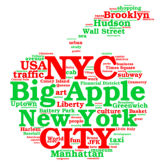 Apple-shaped New York City Words Sticker
