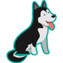 Aqua Husky Sticker