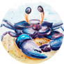 Aquarelle Painting Of Crab Sketch Art Illustration Sticker