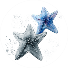 Aquarelle Painting Of Starfish Sketch Sticker