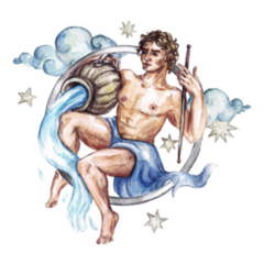 Aquarius - Beautiful Watercolor Illustration Sticker