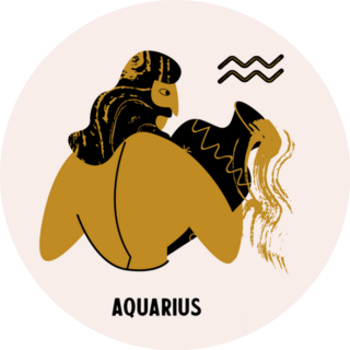 Aquarius Black And Gold Illustration Sticker