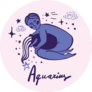 Aquarius. Cute Astrological Illustration Sticker