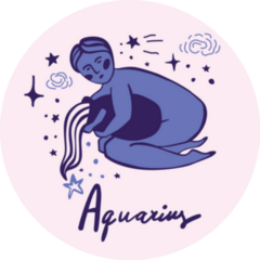 Aquarius. Cute Astrological Illustration Sticker