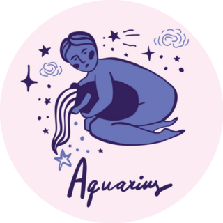 Aquarius. Cute Astrological Illustration Sticker