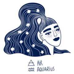 Aquarius Funky Girl Portrait Air Sign Sticker