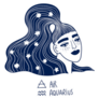 Aquarius Funky Girl Portrait Air Sign Sticker