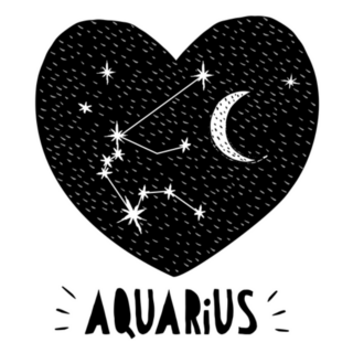 Aquarius Hand Drawn Zodiac Heart Sticker