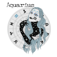 Aquarius Mysterious Blue Haired Woman Sticker