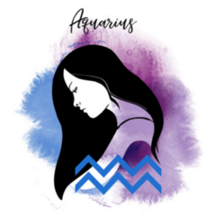 Aquarius Sketch And Watercolor Purple Sticker