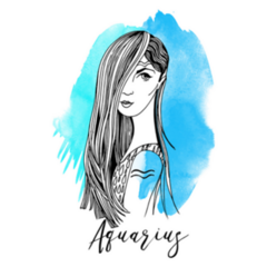 Aquarius Sketch Watercolor Illustration Sticker