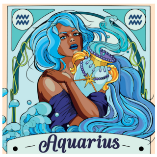 Aquarius Symbol Girl With Blue Vase Sticker 