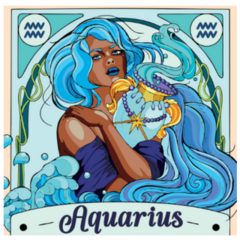 Aquarius Symbol Girl With Blue Vase Sticker 