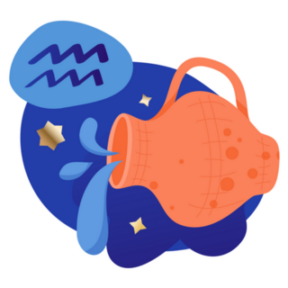 Aquarius Zodiac Cartoon Horoscope Sticker