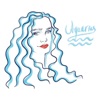 Aquarius Zodiac Girl With Blue Hair Sticker