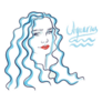 Aquarius Zodiac Girl With Blue Hair Sticker