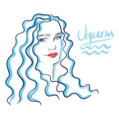 Aquarius Zodiac Girl With Blue Hair Sticker