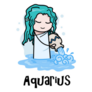 Aquarius Zodiac Hand Drawn Cartoon Sticker