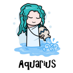 Aquarius Zodiac Hand Drawn Cartoon Sticker