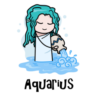 Aquarius Zodiac Hand Drawn Cartoon Sticker