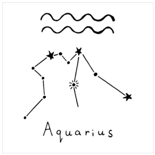 Aquarius Zodiac Sign In Doodle Style Sticker 