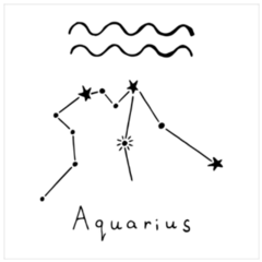 Aquarius Zodiac Sign In Doodle Style Sticker 