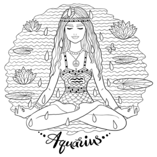 Aquarius Zodiac Sign Meditation Sticker