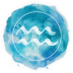 Aquarius Zodiac Sign On Blue Watercolor Sticker
