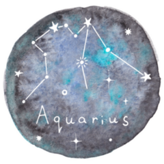 Aquarius Zodiac Sign Watercolor Constellation Sticker 